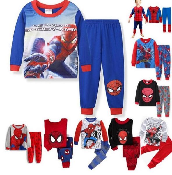 

children pajamas sets boys clothes kids cartoon sleepwear cotton nightwear baby girls animal pyjamas kids night pijamas infantil, Blue;red