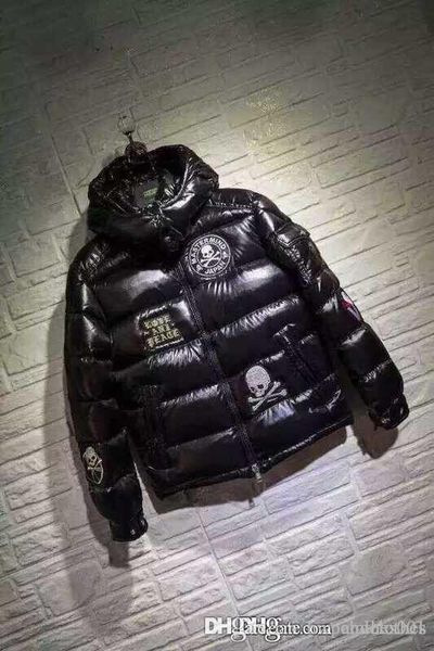 

new down jacket coats warm men s winter jacket mens designer coats skulls printing casual cardigan zipper embroidered men women couple, Black