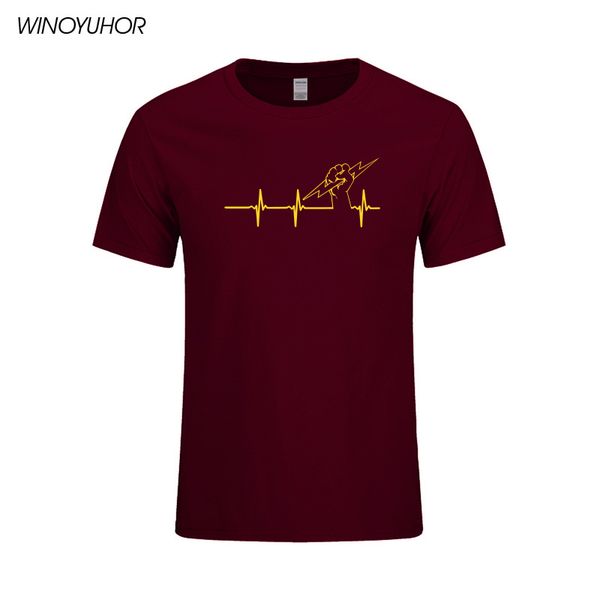 

new summer funny electrician t shirt men short sleeve cotton heartbeat of electrician t-shirt mens clothing camisetas top