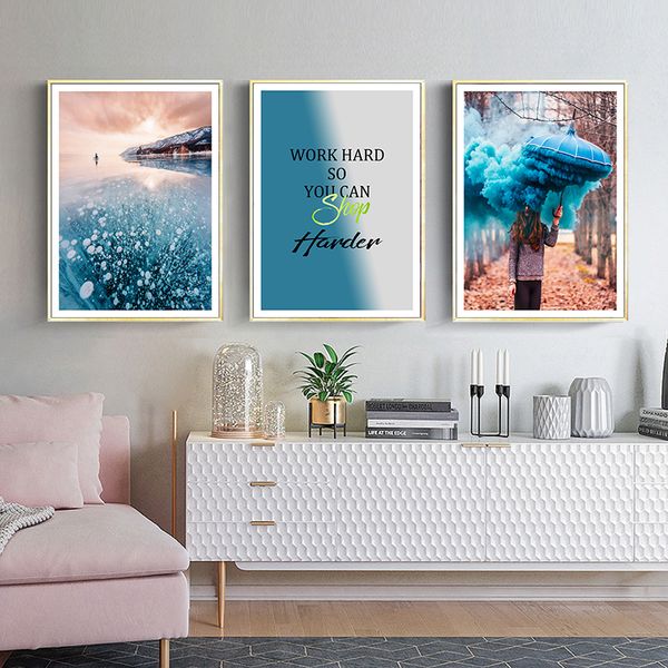 

blue smoke girl scenery abstract wall canvas poster print modern artwork picture painting contemporary nordic home room decor