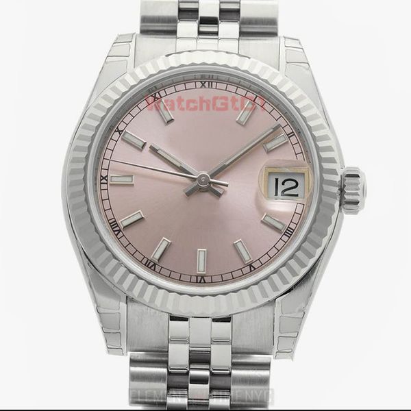 

ladies watch 31mm women's date aubergine sapphire 18k rose gold just automatic movement mechanical jubilee bracelet lady watches wrsitw, Slivery;brown