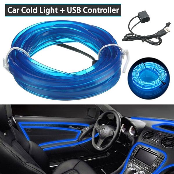 

3m usb blue led light glow el wire string strip rope tube car interior decor 5v