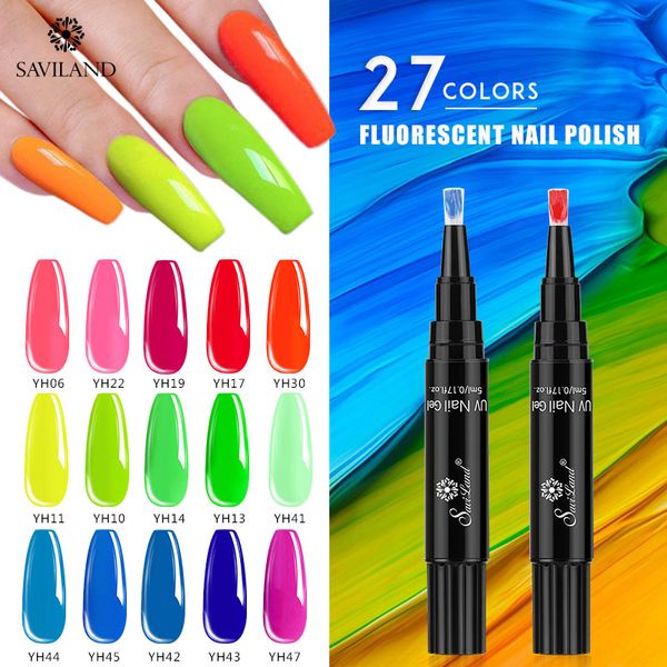 

saviland neon fluorescence gel pen glitter soak off nail polish primer dawdler uv summer gel nails varnish nail art tools, Red;pink