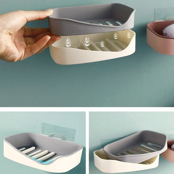 

soap holder suction cup soap dish drain bathroom storage box punching plastic wall hanging paste tray bathroom accessories