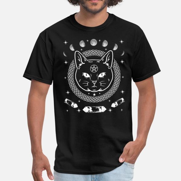 

cat kitten cats gothic moon occult pentagram gift t shirt men cute short sleeve crew neck letter cute authentic summer pictures shirt