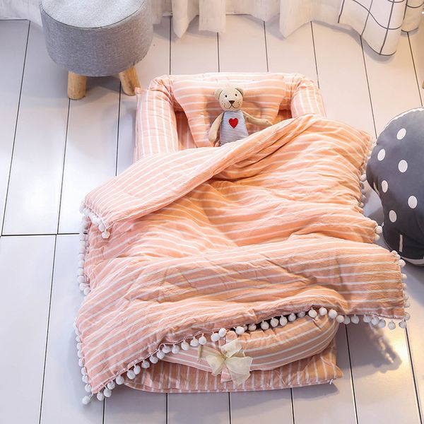 

newborn baby portable crib soft cotton toddler foldable travel bed for children infant carry cot kid nest bed crib cushion quilt