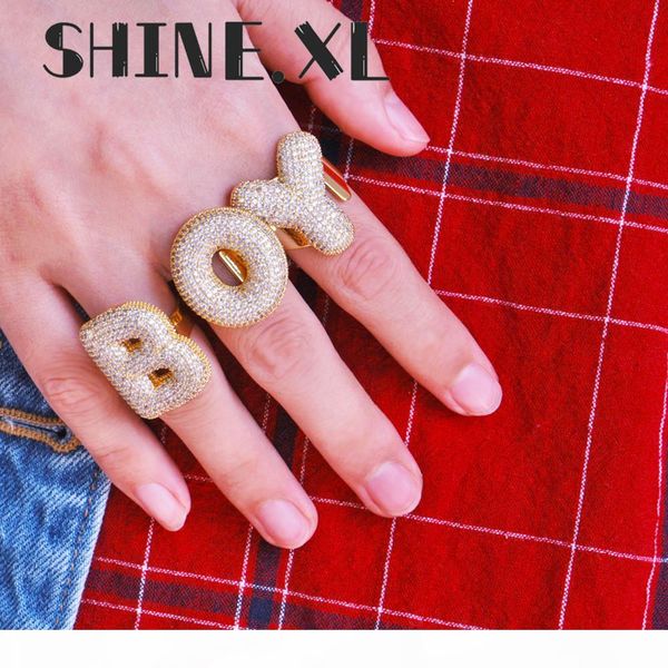 

new design a-z letter openable adjustment ring micro paved cubic zircon rings for women wedding jewelry gift, Silver