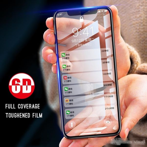 

6d full cover glass for iphone xs max xr 6d screen tempered glass for iphone 8 7 6 6s plus toughened protective film