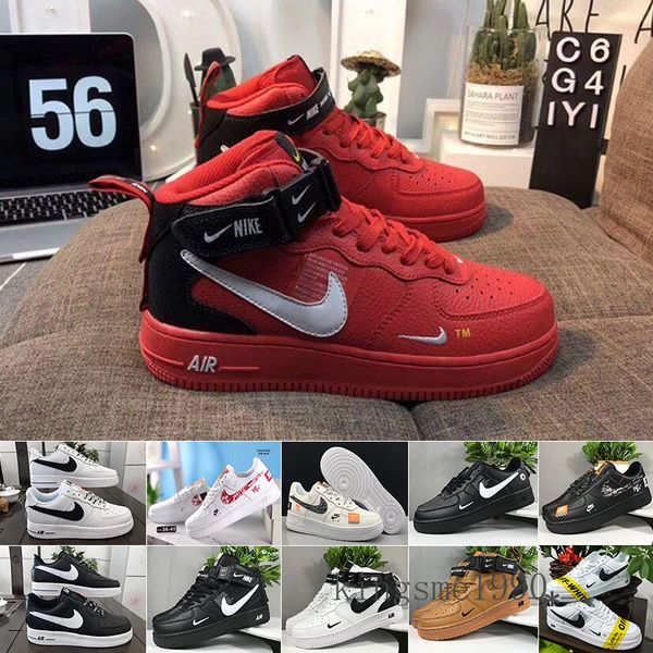 

fast shipping new arrival forces mens womens 1 skateboarding shoes one white black fashion casual running sports sneakers uttk0