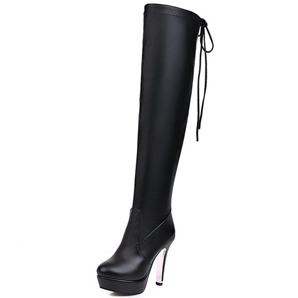 

ribetrini plus size 30-48 women over the knee shoes women platform thin high heels thgih high boots 2020 autumn boots, Black