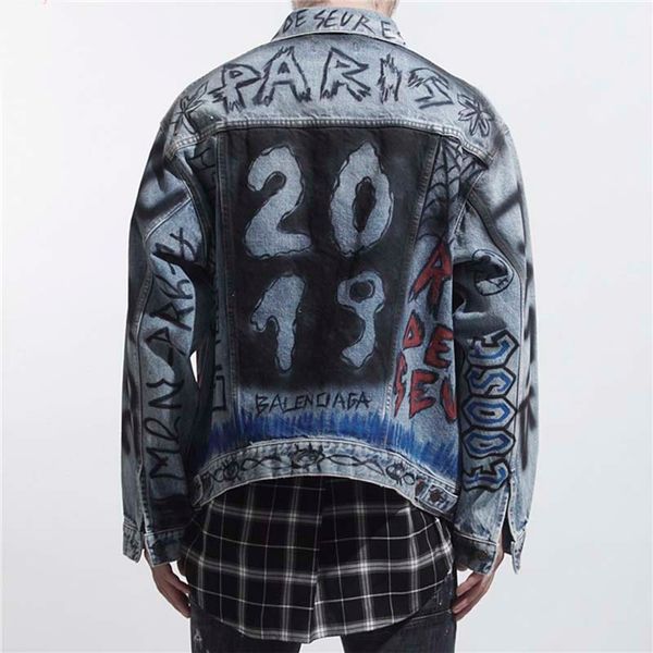 

couple denim jacket women autumn and winter korean chic street trend hip hop style graffiti loose bf jacket jacket tide00121, Black;brown