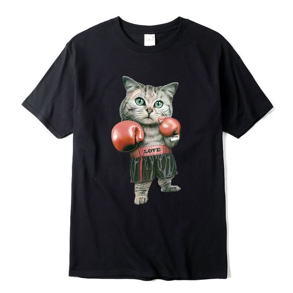 

100% cotton short sleeve funny t shirts boxing cat printing men tshirt casual men tshirt cool t-shirt male tee shirts
