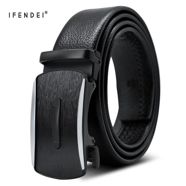 

ifendei automatic pu leather luxury black belt men belts automatic buckle belt male, Black;brown
