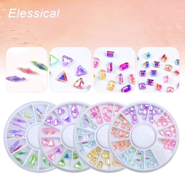 

elessical mixed candy color transparent square rhinestones glitter drill 3d nail art decoration nails accessories manicure tool, Silver;gold