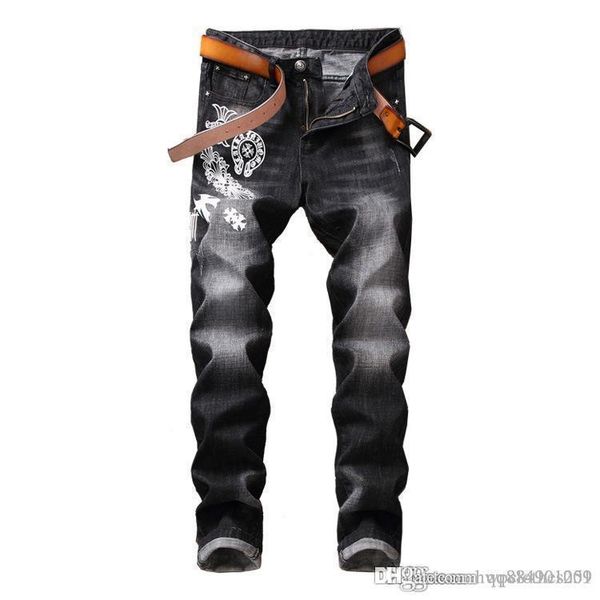 

2019 new spring fashion brand men biker jeans mens straight ripped jeans famous comfortable designer man trousers plus size 30-38, Blue