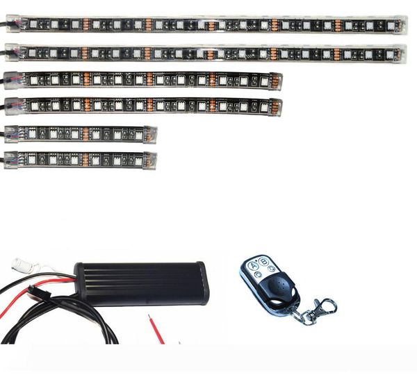 

6pcs 15 Color 5050 SMD RGB LED Flexible Strip Wireless Remote Control Motorcycle ATV Light Kits