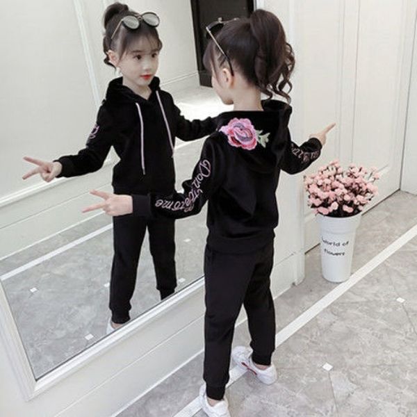 

2020 new fashion embroidery children's casual suit spring and autumn coral fleece sportswear boys and girls velvet jacket, White