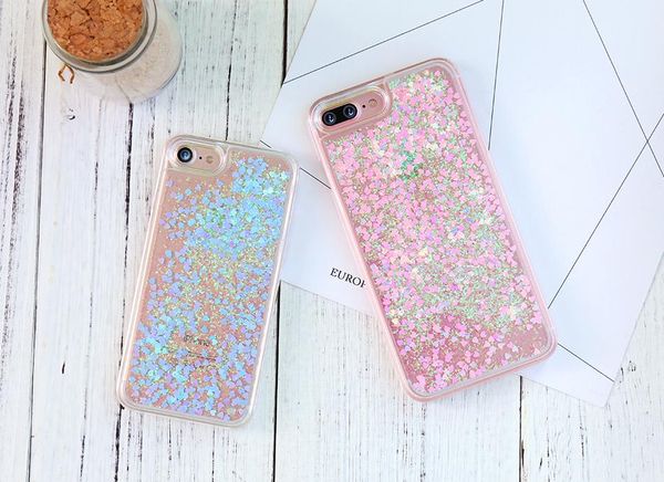 

cgjxsphone case for iphone 7 6 6s plus bling heart liquid transparent clear cover for iphone 5 5s se for iphone7 plus case