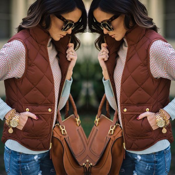 

women fashion slim fleece warm winter vest jacket sleeveless coat gilet vest waistcoat, Black;white