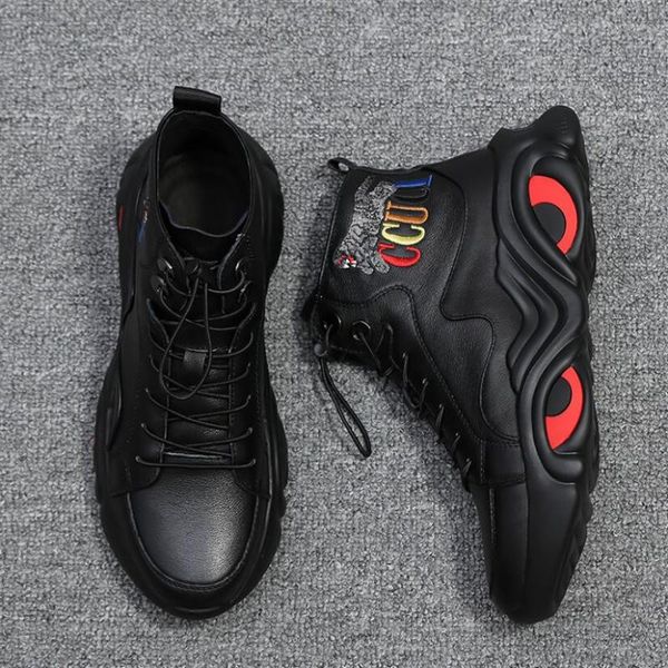 

jx796 winter warm men boots genuine leather fur plus men snow boots handmade waterproof working ankle high shoes, Black