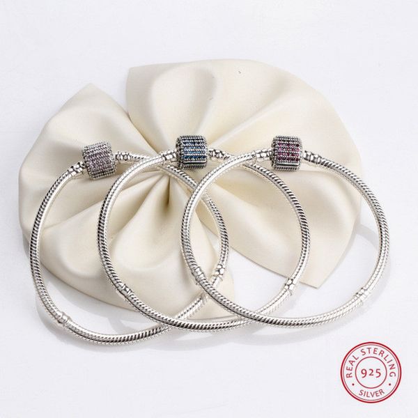 

Authentic 925 Sterling Silver snake Charms Bracelet Fit Pandora European Beads Jewelry Bangle Real silver Bracelet for Women