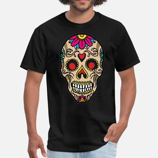 

sugar skull tattoo t shirt men create short sleeve round neck slim graphic comfortable spring autumn vintage shirt