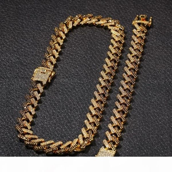 

mens 15mm miami cuban link chain necklace bracelets set for women bling iced out diamond gold silver thick heavy chains hip hop jewelry