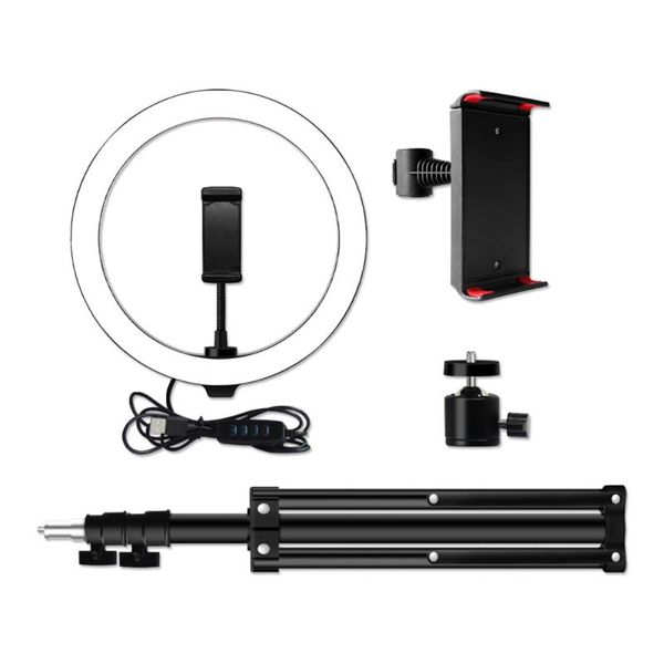 

flash heads 10 inch selfie light dimmable cold warm led ring levels with tripods phone tablet holder for live makeup video lighting
