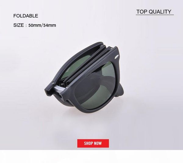 

new 54mm vintage square foldable sunglasses men women retro vintage sunglasses driving designer folding uv400 4105 50mm gafas, White;black