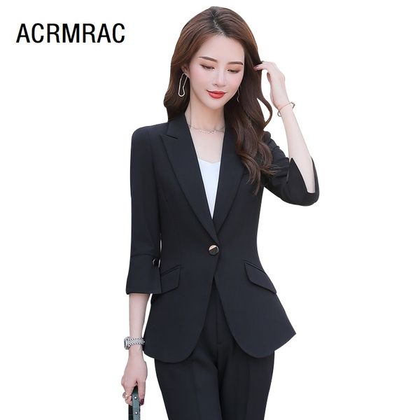 

women suits summer half sleeve blazers pants office lady formal work clothes women pants suits woman set 9887, White