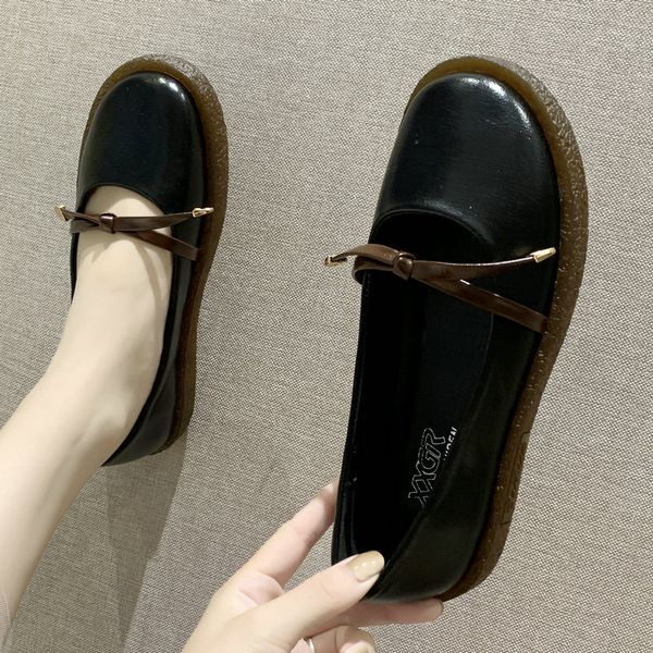 

size 35-51 nice new women cute flats summer classic bowtie shoes woman flat heels most popular young lady wild vogue loafers, Black