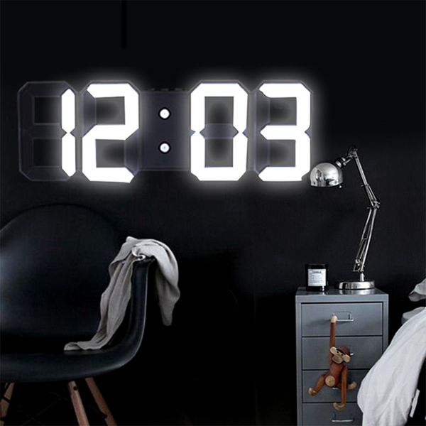 

3d large led digital wall clock date time celsius nightlight display table deskclocks alarm clock from living room