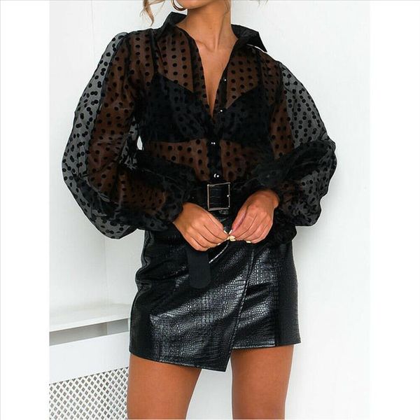 

женская мода mesh sheer блуза see through фонариков рукавом блузка прозрачная рассыпчатая рубашка багги мундир элегантная женщина blusas, White