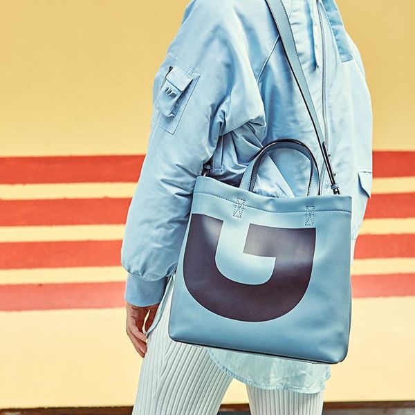 

contrast color letter bag european and american new fashion handbag ladies high-quality one-shoulder wild diagonal blue shopping bag 1220