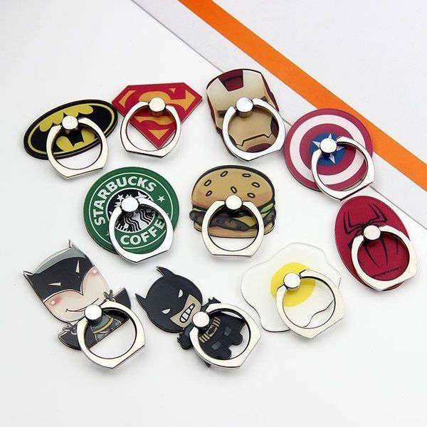 

cgjxs ring buckle mobile phone bracket universal metal 360 degree rotating acrylic cartoon iron man bracket custom