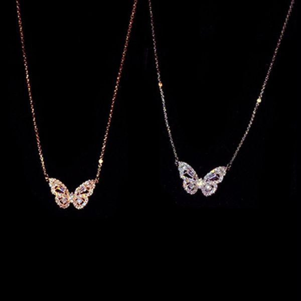 

simple fashion butterfly female pendant necklace shiny crystal wedding ball valentine gift dropship, Silver