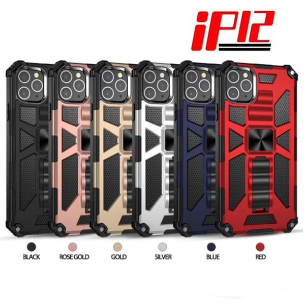 

shockproof armor stand case armor magnetic invisible stand case for iphone 12 11 pro xs max xr x se 2020 protective cover