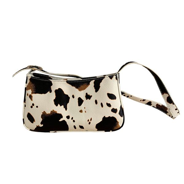 

womens leather bags underarm vintage fashion cow armpit print female baguette shoulder milk handbags ins messenger bags qxvrl, Red;black
