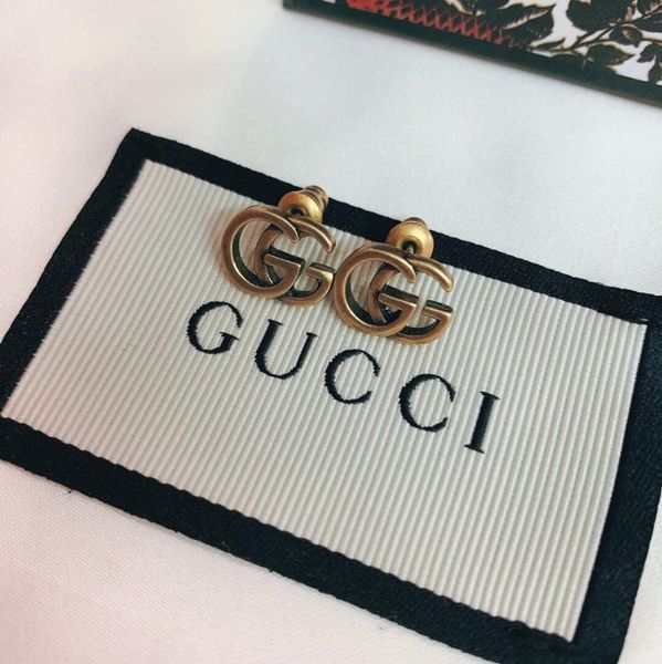 

jewelry women earrings retro brass alphabet design earrings elagant women stud earrings fashion style with box, Golden;silver