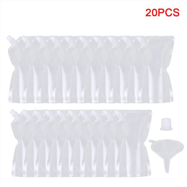 

20pcs liquor pouch leakproof drinking flasks clear juice transparent with funnel