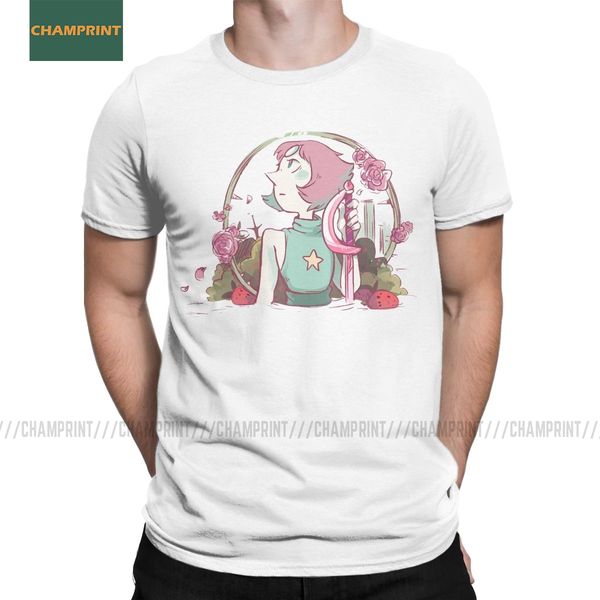 

men strawberry field steven universe t shirt cartoon gems crystal su emmy rebeca pearl cotton short sleeve tees printed t-shirts