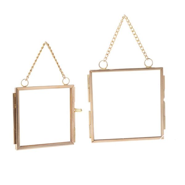 

frames creative diy chain retro metal po frame high translucent glass specimen folder 2 size optional 77ud