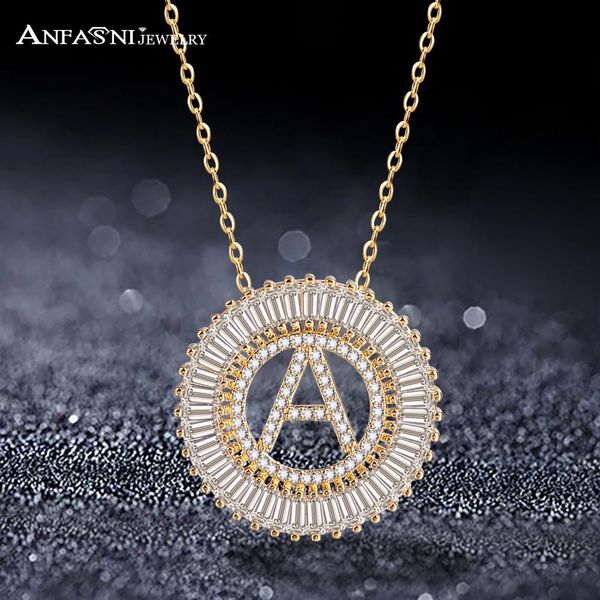 

anfasni fashionable clear cz 26 word english letter necklaces & pendants for women alphabet jewelry colar feminia s030110, Silver