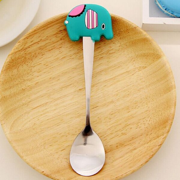 

детские cute blue elephant силиконовые из нержавеющей стали салат мороженое spoon