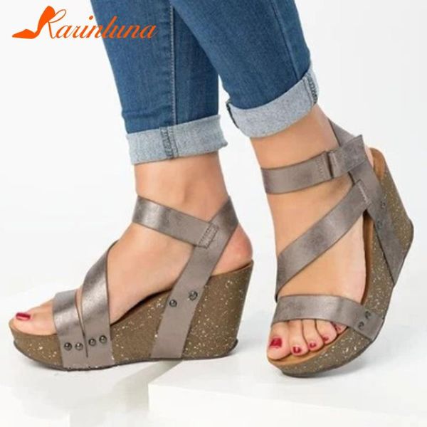 

karin new arrivals 2020 big size 43 wedge heels summer sandals women shoes platform party ins dropship shoes lady sandals, Black