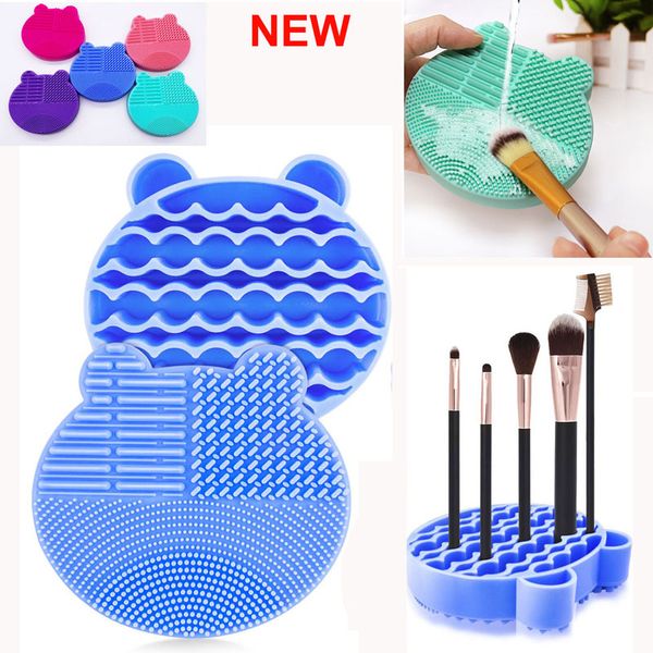 Escova da composição Cleaner tapete de silicone lavagem escovas de limpeza Secador de bandeja Cosmetic escovas limpa Scrubber Fundação Limpeza Pad compõem ferramenta