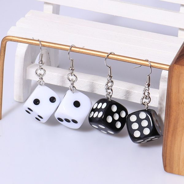 

funny 3d dice geometry pendant earring tassel casino women dangle charms earrings for women funny drop earrings fun jewelry gift, Silver