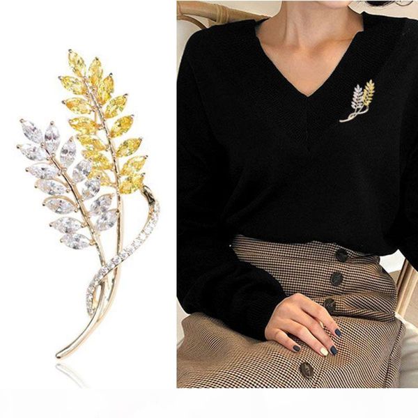 

brooch pin dual-color ear of wheat cardigan brooch lapel pin corsage fashion jewelry clothes accessories beauty gift, Gray
