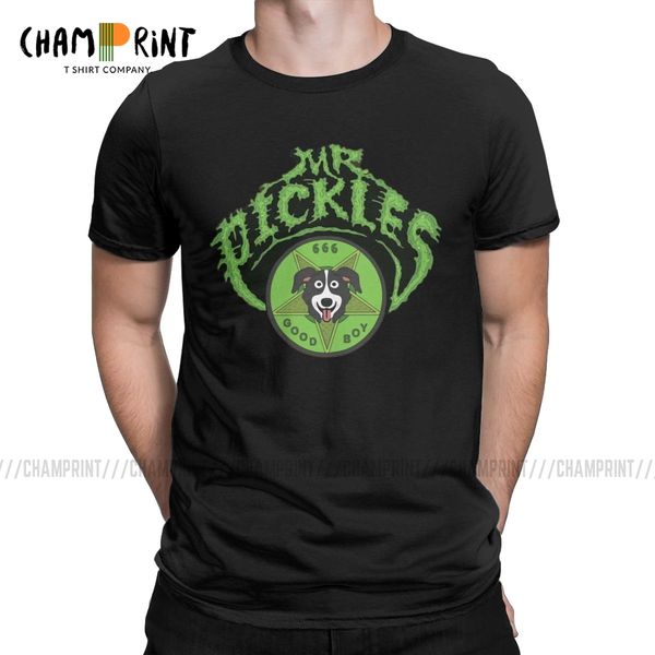 

mr. pickles adultswim evil satan dog tv t shirts for men 100% cotton novelty t-shirts crewneck tees short sleeve plus size
