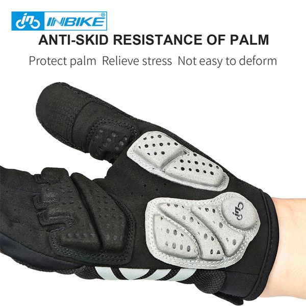 

inbike cycling touch screen mtb bike gloves sport shockproof full finger reflective winter spring bicycle glove for men u9x7, Silver